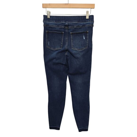 Spanx Jeans Womens Size Small Distressed Skinny Pull On Raw Hem Stretch Blue - Picture 2 of 10